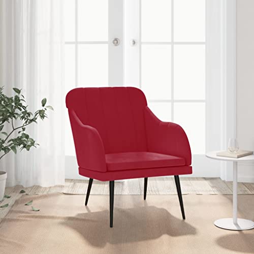 BUKSCYJS Poltrona,Poltroncine Da Camera Da Letto,Poltrona Design Moderno Adatto A Soggiorno, Studio, Ufficio, Camera Da Letto, Balcone Rosso Vino 63x76x80 Cm Velluto