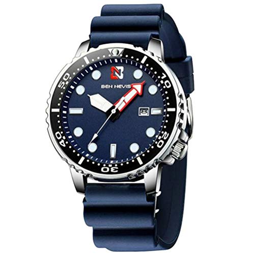 GORBEN Military Quartz Men's Watch with Date Silicone Strap Waterproof Sport Watches for Man Relogios Masculino (Blue)