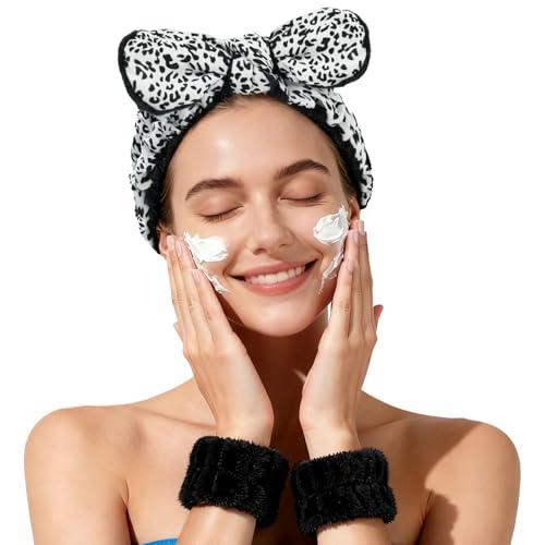 Fmeida Spa Headband and Wrist Bands for Washing Face Headbands for Women