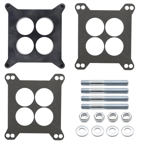 1 Tall Ported Phenolic Carburetor Spacer Set with 4 Hole Compatible with SB 4150 4160 4bbl. SBC BBC Carb