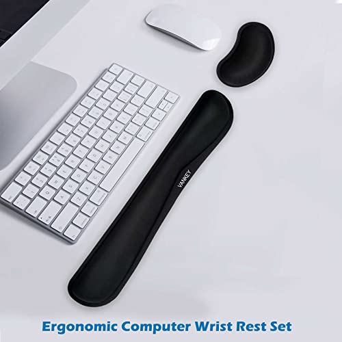 Vankey Keyboard Wrist Rest, Memory Foam Wrist Pad For Keyboard Mouse, Wrist Support For Mouse - Anti-Slip, Comfortable For Typing, Wrist Pain Relief, Black #TOP1