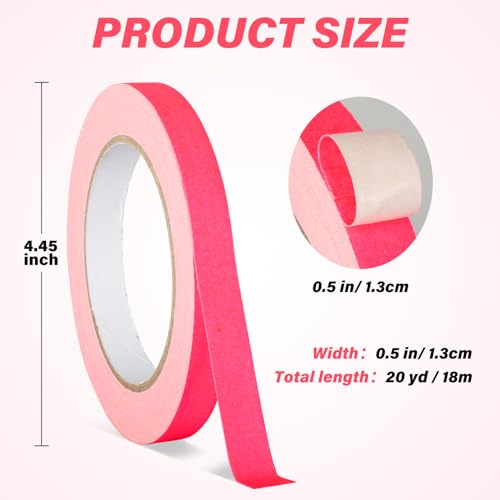 Image of GEYYANG Fluorescent Gaffers Tape,Pink Spike Tape 1 /2 inch x 20 Yards, Black Light UV Reactive, Multipurpose Bright Colors Neon Gaff for Stage Marking, Party and Art Crafts