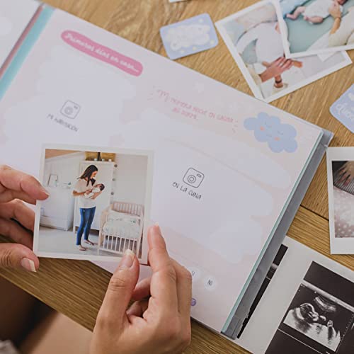 Mimuselia herinneringsalbum voor het eerste jaar van de baby. En dan komt Yo, hardcover-fotoalbum en informatie voor pasgeborenen maand na maand - Image 8