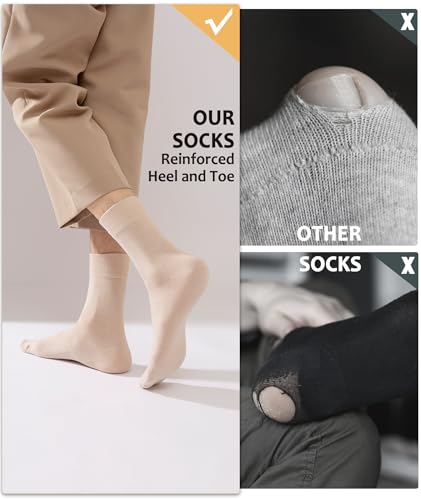 Image of Josnown Crew Socks for Women, Thin Cotton Casual Soft Aesthetic Womens Socks 5 Pairs