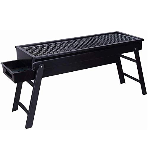 Grill Outdoor Barbecue Grill Charcoal Barbecue Shelf, Foldable Barbecue Stove Stainless Steel Tools, Independent Travel Outdoor Household Mini Portable Field 60X22X34cm