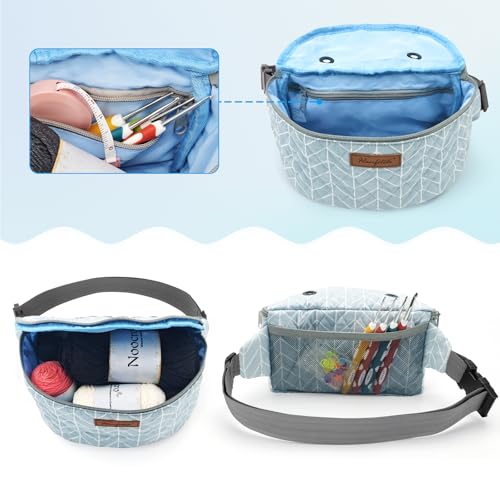 Image of Yarn Crossbody Waist bag Small Yarn Storage Organizer for Yarn Skeins-Organizer for Crochet Hooks and Accessories