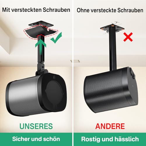 Support Sonos One orientable et inclinable pour fixation mur ou plafond noir - 5