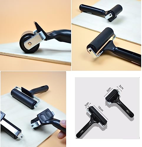 Rubber Roller, Rubber Brayer Roller for Printmaking Gluing Anti Skid Tape Construction Diamond Painting Accessories,2.36inch Brayer & 4inch Brayer