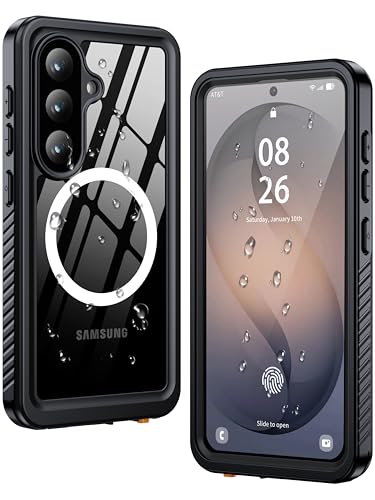 ANTSHARE for Samsung Galaxy S26 Case Waterproof, Built-in Lens & Screen Protector, [Compatible with MagSafe] Shockproof Dropproof Dustproof Full Body Phone Case for S26 6.3"-Black/Clear