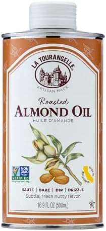 La Tourangelle, Roasted Almond Oil, Artisanal Cooking Oil Rich in Vitamins E, B, and P, Bake, Cook, and Whisk into Marinades and Vinaigrettes, 16.9 fl oz