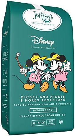 Joffrey's Coffee - Disney Mickey & Minnie S'mores Adventure, Disney Specialty Coffee Collection's Summer Seasonal Sips, Medium Roast, Toasty S'mores Flavor, Brew or French Press (Whole Bean, 11 oz)