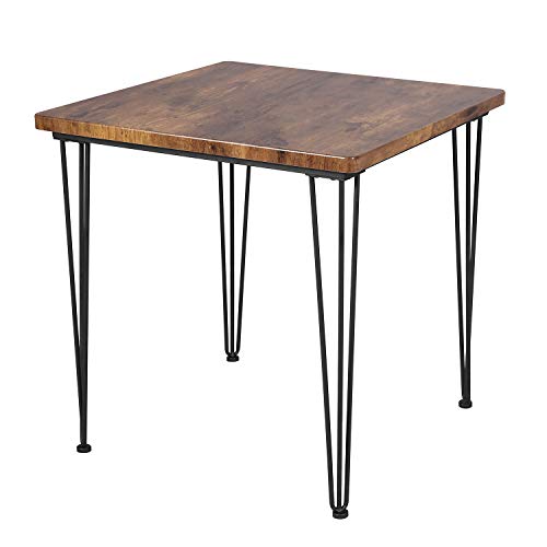 VECELO Dining Set Industrial Style 3 Pieces Kitchen Wood Table 2 Chairs with Metal Legs，Retro Brown and Black