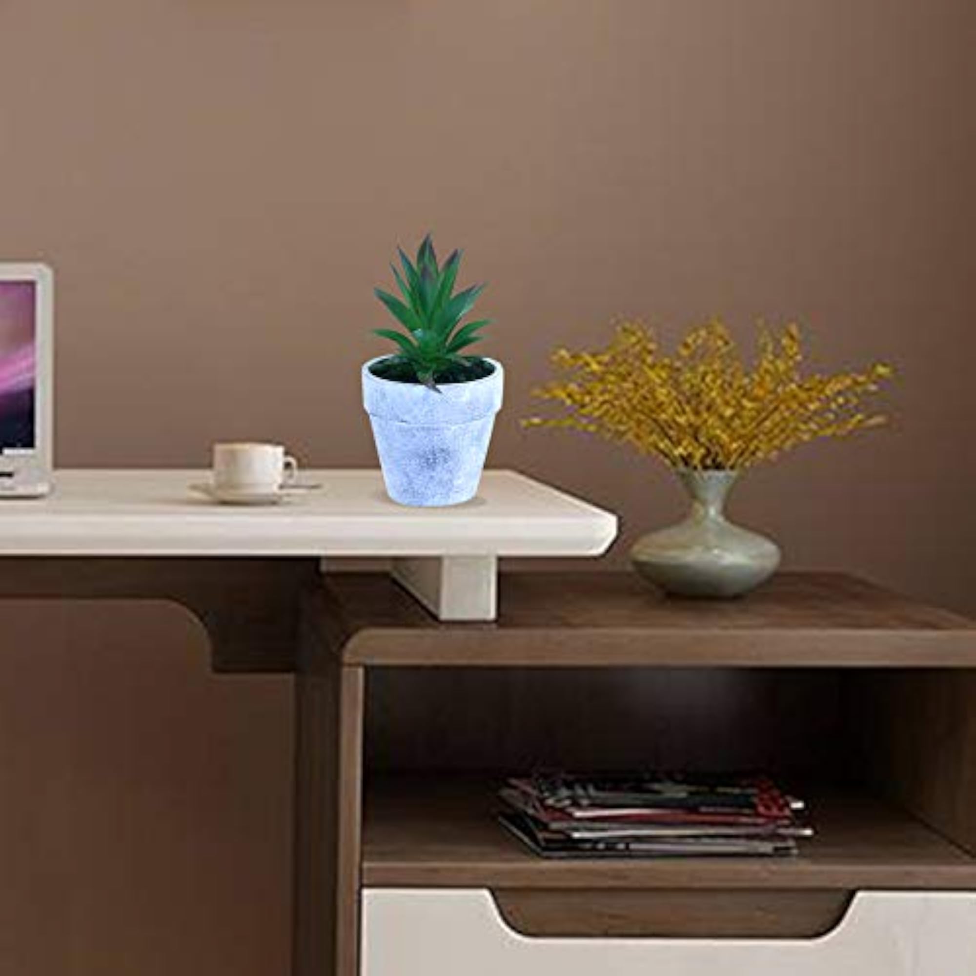 Artificial Succulent Plants in Gray Pots for Home Decoration