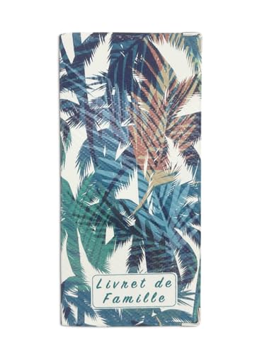Nemau - Étui Livret de Famille - Protège-Livret Officiel - Housse en Gomme Expansée Texturée - Format Mairie - Fabriqué en France - Souple, Imperméable, Élégant - Modèle Palmier