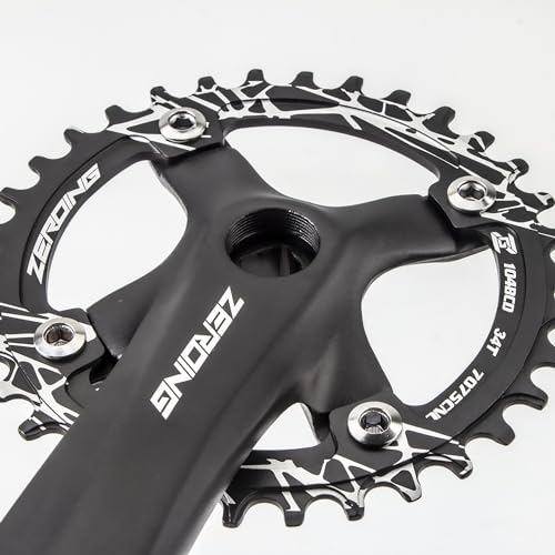 EVOSID Bicycle Crankset 104BCD Mountain Bike Square Hole Crank 170mm Narrow Chainrings 32T 34T 36T 38T Sprocket Mtb Crankset (Black 36T, 170mm)