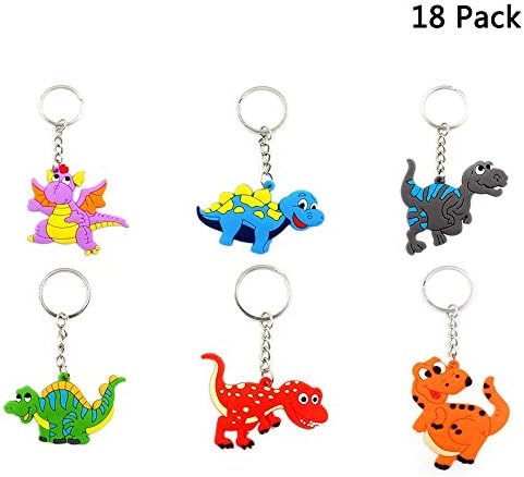 Finduat 18 Pieces Dinosaur Keychains for Party Favors, School Carnival Reward, Party Bag Gift Fillers