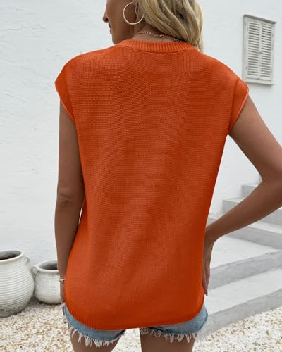 Image of COSSEN Womens Summer Cap Sleeve Tops Trendy Casual Crew Neck Knit Lightweight Sweater Pullover Top
