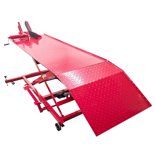 Image of LGXEnzhuo Hydraulic Motorcycle Lift Table – 1000LBS Capacity, Pneumatic Hydraulic Lift for Repair Shops, Adjustable Height 7.68–30.71in, Platform 70.87 x 25.98 in
