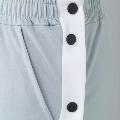 Mens Tear Away Basketball Pants High Split Snap Buttons Active Sweatpants Casual Workout Jogger Trousers with Pockets2