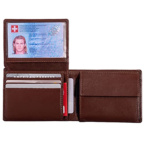 Wallets for Men Bifold RFID Leather Mens Wallet Flip ID Coin Compartment (Hickory Brown)3