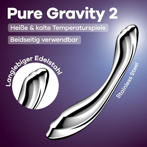 Gode en acier inoxydable Satisfyer Pure Gravity 2 ergonomique - 2