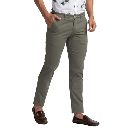 Image of Parx Men's Cotton Blend Print Pattern Low Rise Tapered Fit Flat Front Casual Trouser