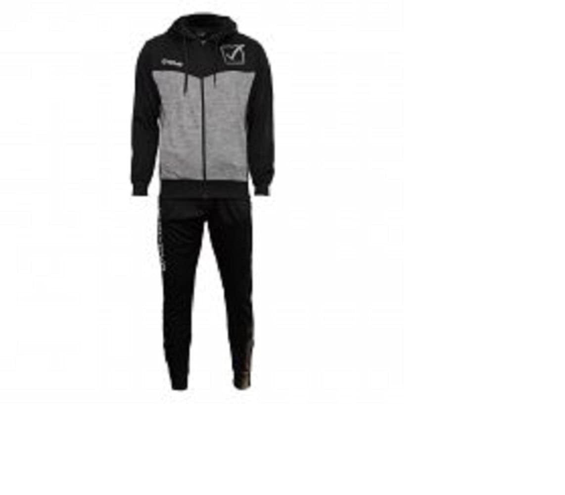 Givova MELANGE VISA POLARFLEECE Hooded Tracksuit Black/Dark Grey MELANGE Size 2XL