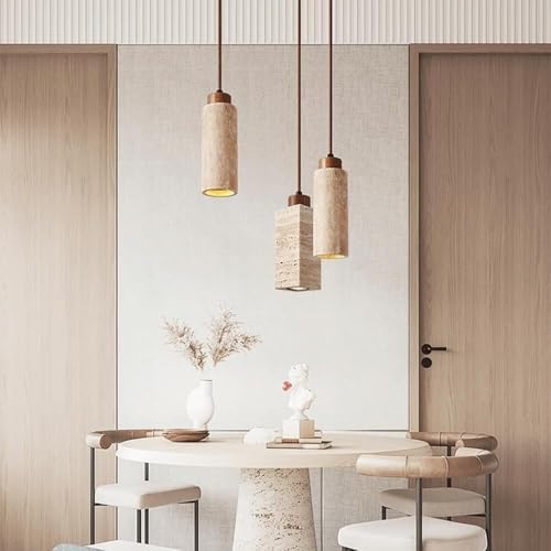 Lampe de plafond cylindrique en travertin pour salle à manger - 8