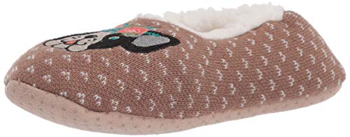 K. Bell Women's Cozy Animal Novelty Slippers, Flower Puppy (Taupe Heather), M/L