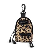 AfitLulu Klein Münzbeutel Mini Rucksackförmige Geldbörse mit Reißverschluss und Karabiner, 2 Taschen Münzgeldbeutel Mini-Schlüsseltasche Münzbörsen mit Abnehmbarer Halsbügel (Braun)