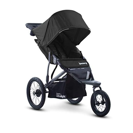 Joovy Zoom 360 Ultralight Jogging Stroller, Large Canopy, Lightweight Jogger, Extra Large Air Filled Tires, Black