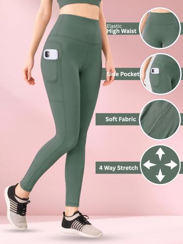 Image of Yoga Pant for Womens High Wasit Tights with Side Pocket Slim Fit Gym wear Running Sports wear Leggings Stretchable Combo Pack of 2