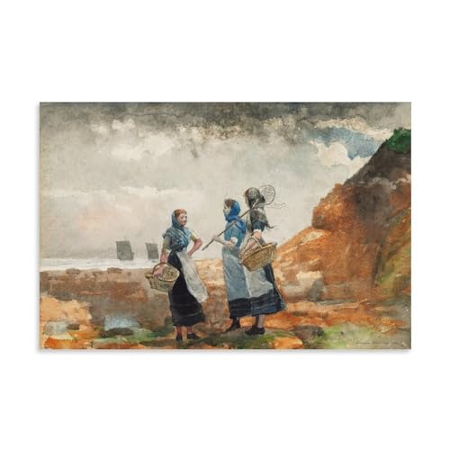 Winslow Homer Three Fisher Girls poster toile pour une ambiance sereine