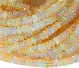 Vatslacreations 4-5 mm Natural Ethiopian Opal Rainbow Fire Opal Rondelle Beads – Loose Beads for DIY Bracelet and Necklace Jewelry Making