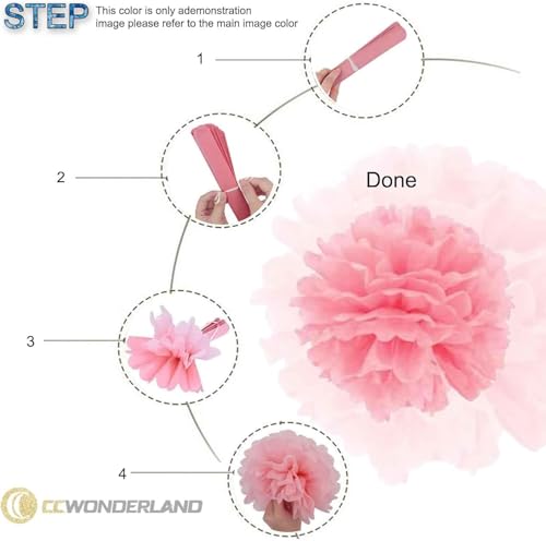Pink and Blue Paper Pom Poms,Party Tissue Paper Flowers Balls for Baby Shower,Boy or Girl Gender Reveal,Size of 10inch, 12inch, Pack of 12 — view 5