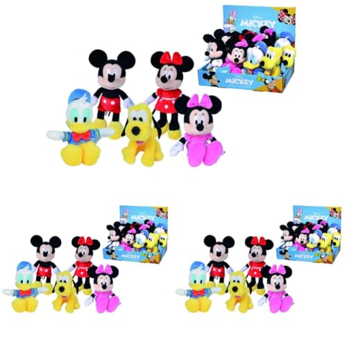 Simba Toys- Peluche Disney 20cm, Se enviará un Modelo aleatoiro Entre Estos: Mickey, Minnie Vestido Rojo, Minnie Vestido Rosa, Donald, Pluto, no se Puede Elegir Modelo, Todas Las Edades (6315870224)