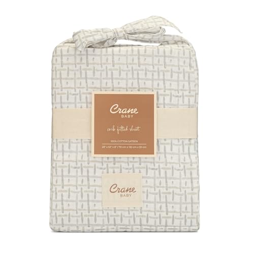 Image of Crane Baby Crib Sheet, Neutral Hashtag Crib Sheets & Toddler Sheets, 100% Cotton Crib Sheets for Standard Crib Mattress(28 inchx 52 inch), Breathable Fitted Crib Sheets for Boys and Girls