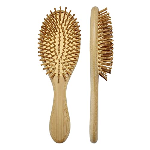 Hair Brush, 100% Natural Bamboo Anti Static Hair Massage Brush, Detangling Hair Comb, Reducing Hair Breakage and Frizzy No More Tangle (ovag)