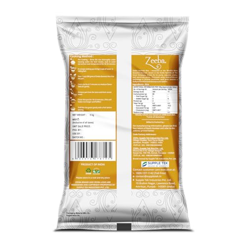 Image of Zeeba Super Basmati Rice 5 Kg, Fluffy & Naturally Aromatic, Gluten Free Fine Grains (Cooked length upto 23mm*) (Pack of 3)