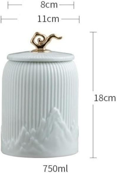 SONGCHAO Sugar Jar Handmade Embossed Mountain Celadon Tea Jar Kitchen Food Storage Jar Sealed Jar Bulk Tea Storage Container Jar Tea Canister