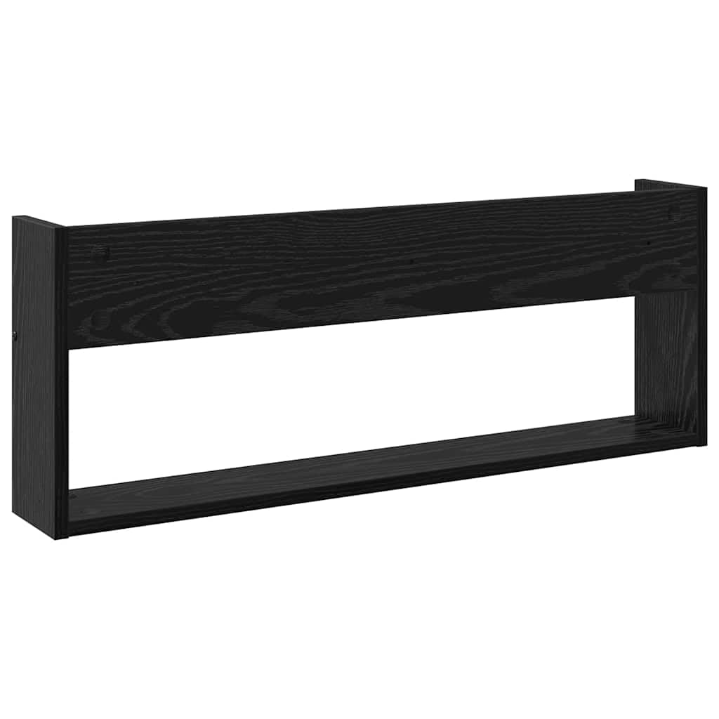Wandmontiertes Zeitschriftenregal Schwarz Eichen-Optik 80 x 12 x 30 cm | Holzwerkstoff, Platzsparend, Pflegeleichte Oberfläche, Vielseitig für Büro und Wohnzimmer