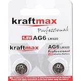 kraftmax 2er Pack Knopfzelle Typ 371 (AG6 / LR921 / LR69) Hochleistungs- Batterie / 1,5V Uhrenbatterie für professionelle Anwendungen - Neuste Generation