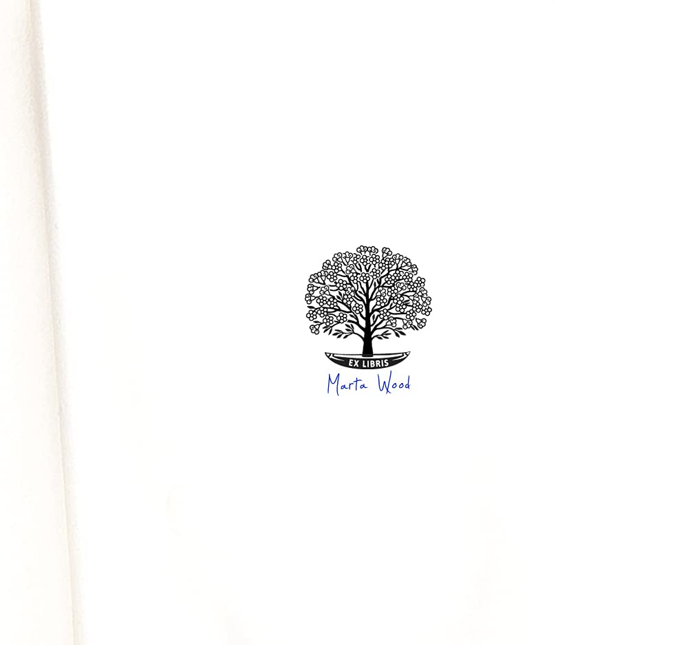 Ex libris Timbro Albero della Vita Ciliegio Fiore Primavera in Barca, Legno Rotondo 37mm, Scatole Regalo