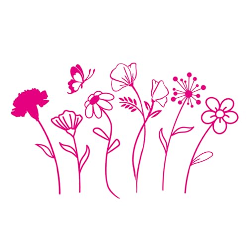 Image of 1Sheet Birth Month Flower Decal,Wildflower Decals,Boho Car Decal, Floral Vinyl Decal Gift for Plant Lovers /Gifts for Mom, Floral Car Decal, Mother's Day Gift |4.8 inch Wide(Pink)