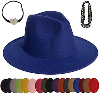 Sombrero Panama Unisex Jazz Largo, Color liso azul zafiro Talla única