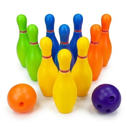 MEHRU Kids Bowling Set, Outdoor Toys for Kids, Toddler Toys with 10 Bowling Pins & 2 Balls, Indoor Outdoor Garden Games, Educational Sports Toy for Boys and Girls Ages 3+
