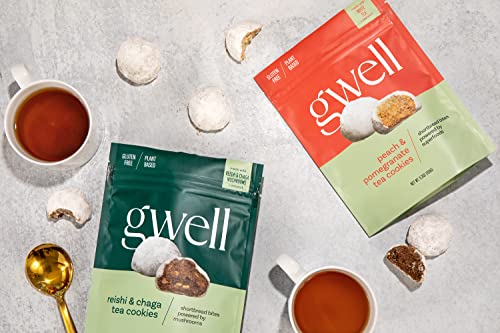 Gwell Superfood/Adaptogen Tea Cookies | Organic, Vegan, Kosher, Gluten Free, Plant-Based, Functional Foods | Shortbread Cookies (Peach & Pomegranate) #TOP2