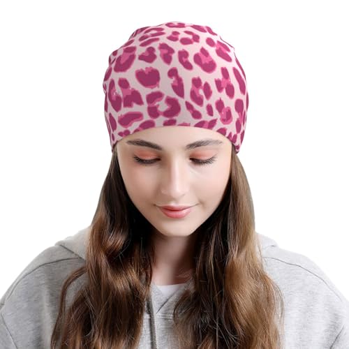 Leopard Print Beanie Chemo Hats for Women Men Cheetah Print Slouchy Cancer Headwear Stretchy Skull Cap Soft Knitted Hat Nightcap Chemo Gifts — view 4