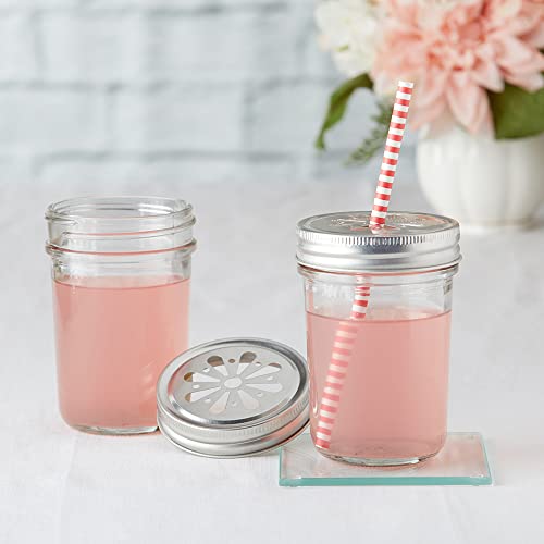 Kate Aspen Mason Jar Lids, Flower Cut Out Straw Lids, Party Favors, Set Of 20, Fits 8 Oz, 12 Oz And 16 Oz Mason Jars #TOP3
