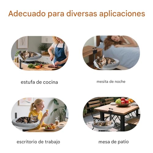 Cama para gatos de escritorio con giro 360 grados y base extraíble 5